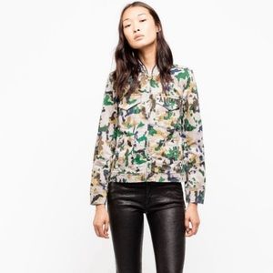 Zadig & Voltaire Kavy Watercolor Camo military Moto Jacket Shacket Size Medium